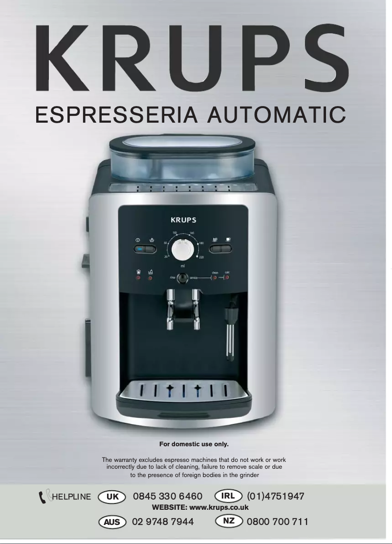 Imagen de la primera página del manual del dispositivo Espresseria Automatic XP7200