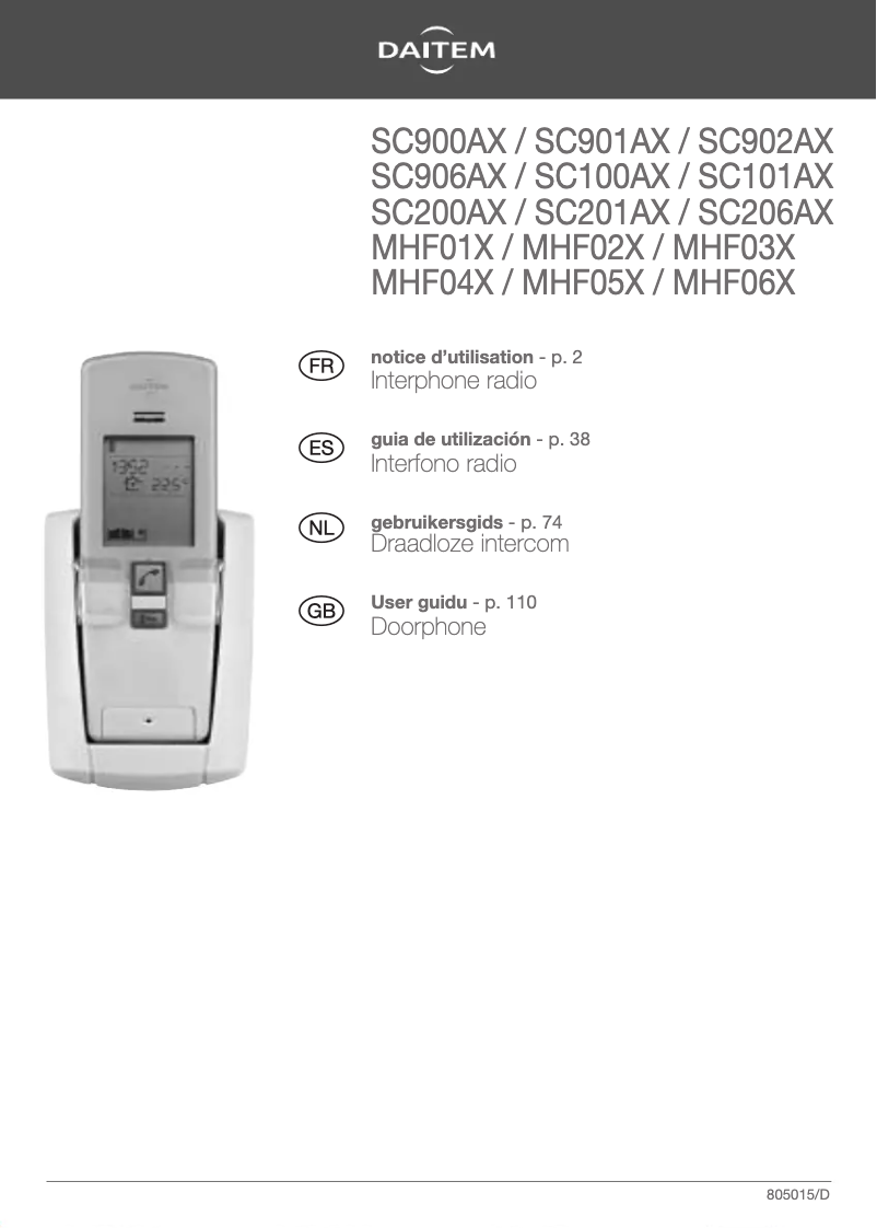 Página 1 del manual Manual de usuario Hager MHF01X