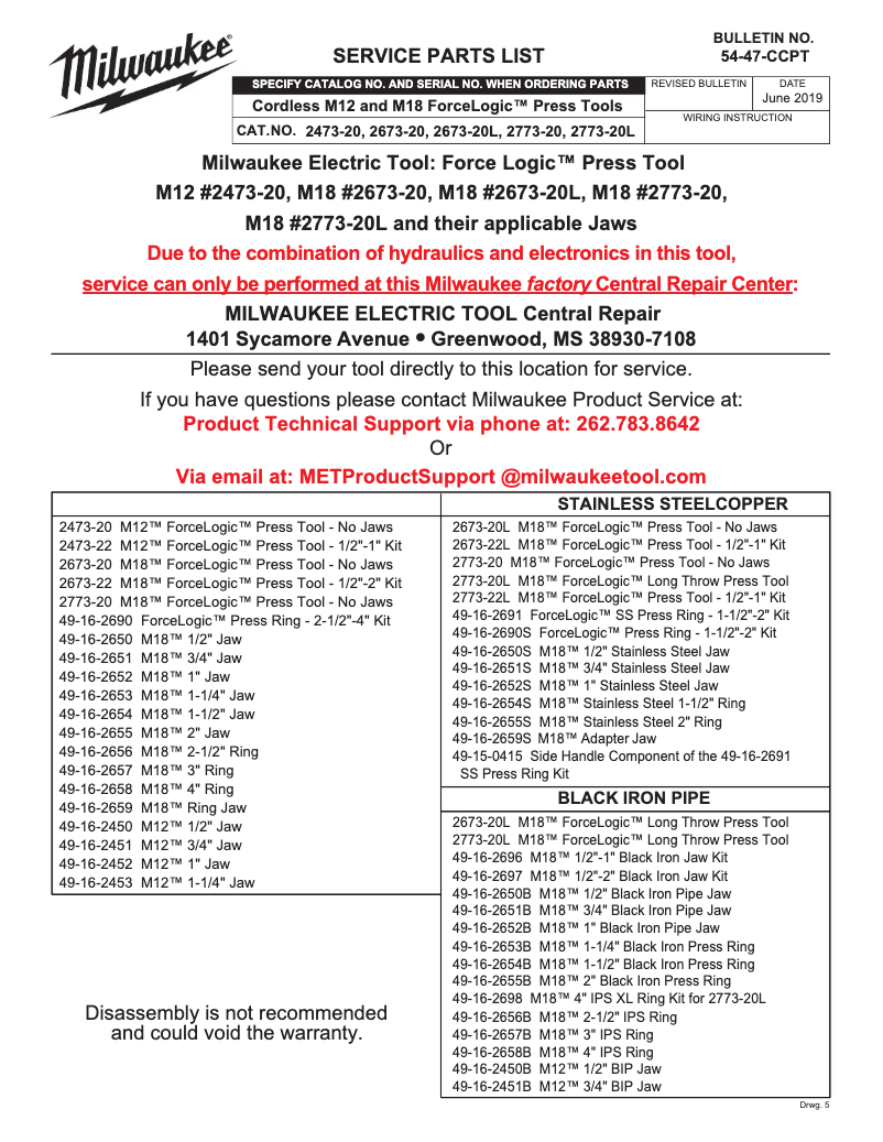 Página 1 del manual Manual de usuario Milwaukee 49-16-2657B