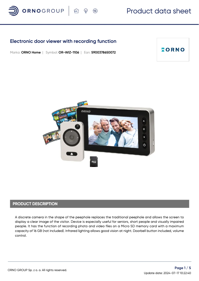 Imagen de la primera página del manual del dispositivo OR-WIZ-1106