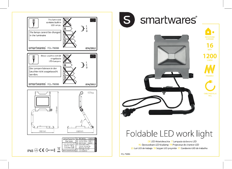 Página 1 del manual Manual de usuario Smartwares FCL-76006