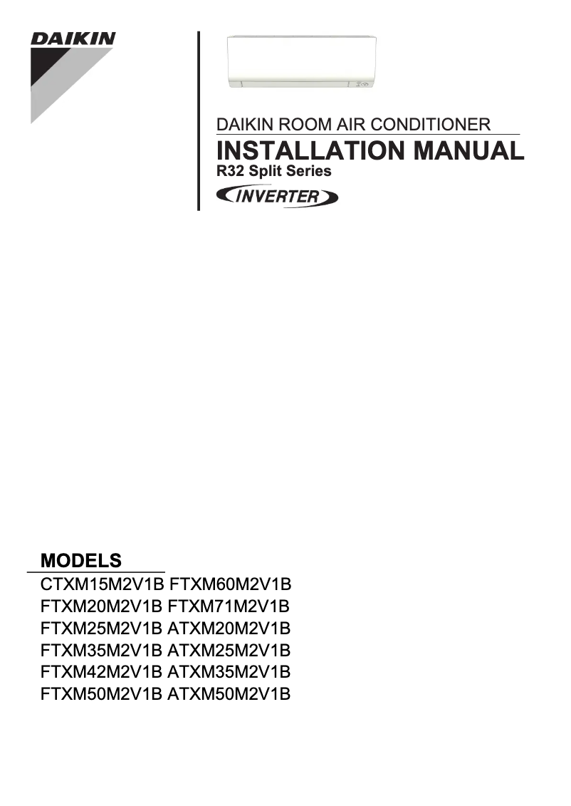 Imagen de la primera página del manual del dispositivo FTXM60M2V1B