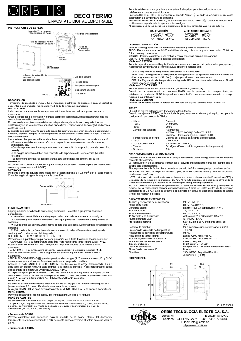 Imagen de la primera página del manual del dispositivo Deco-Termo