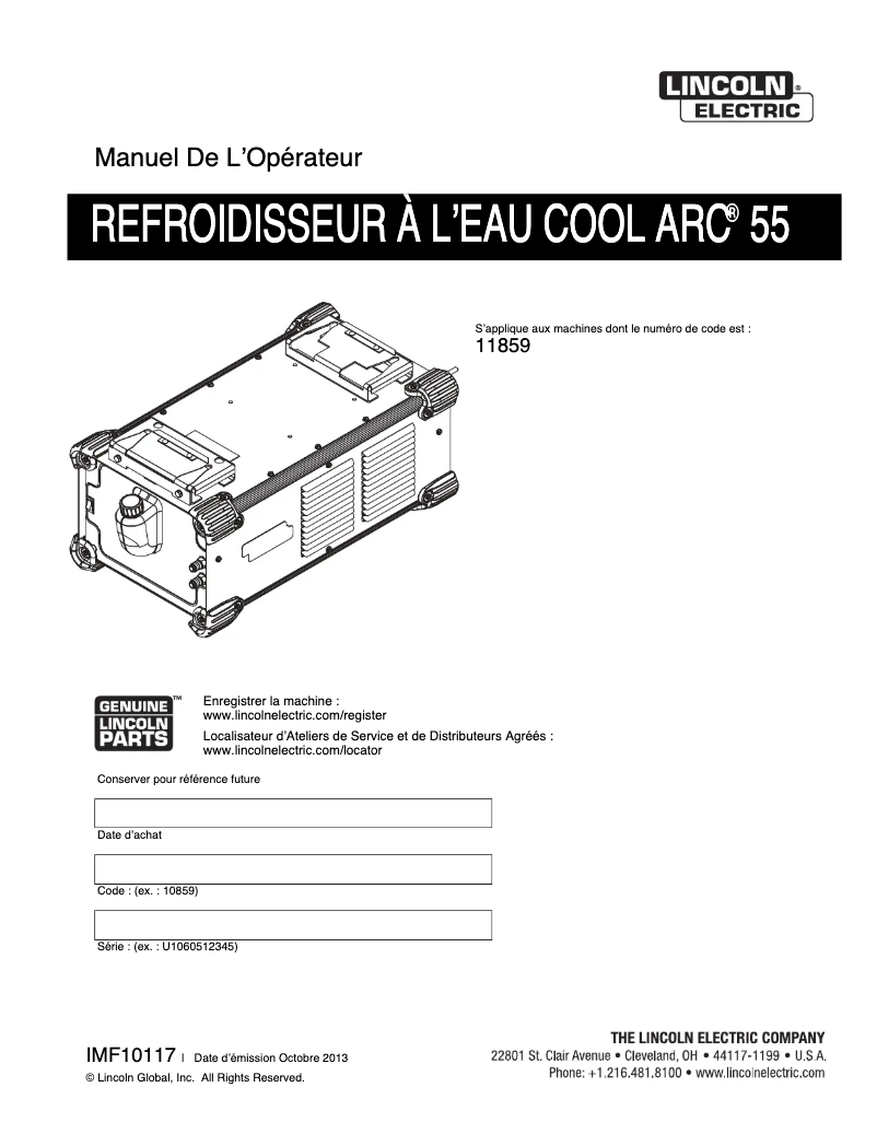 Imagen de la primera página del manual del dispositivo CoolArc 55 Aluminum