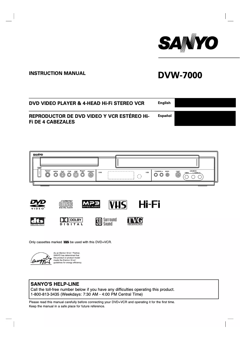 Página 1 del manual Manual de usuario Sanyo DVW-7000