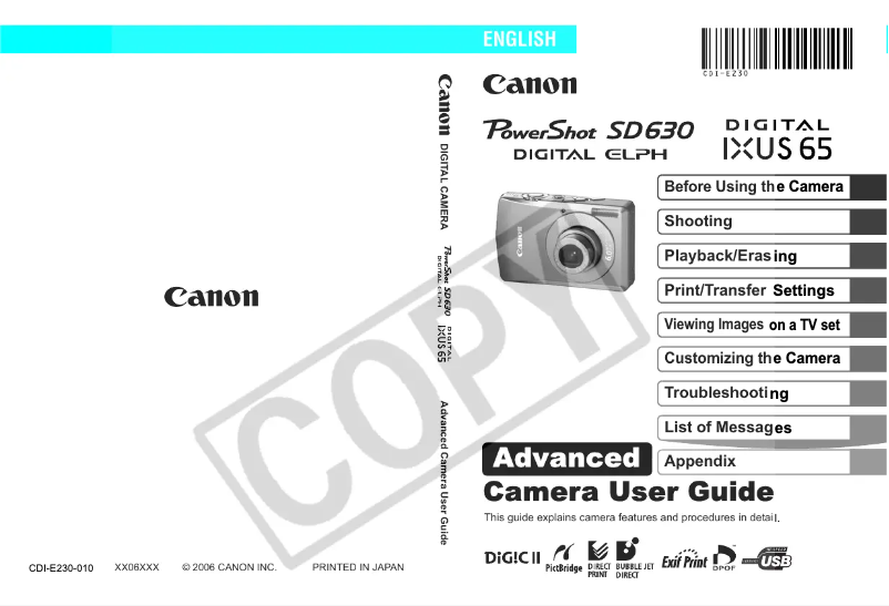 Página 1 del manual Manual de usuario Canon PowerShot SD630