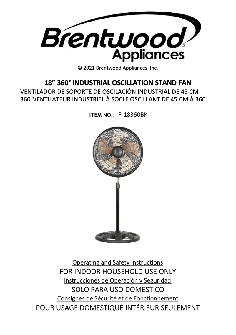 Página nº 1 - Manual de usuario Brentwood F-18360BK