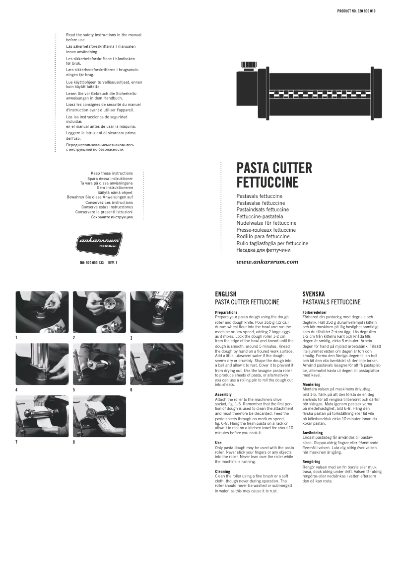 Imagen de la primera página del manual del dispositivo Pasta cutter Fettuccine