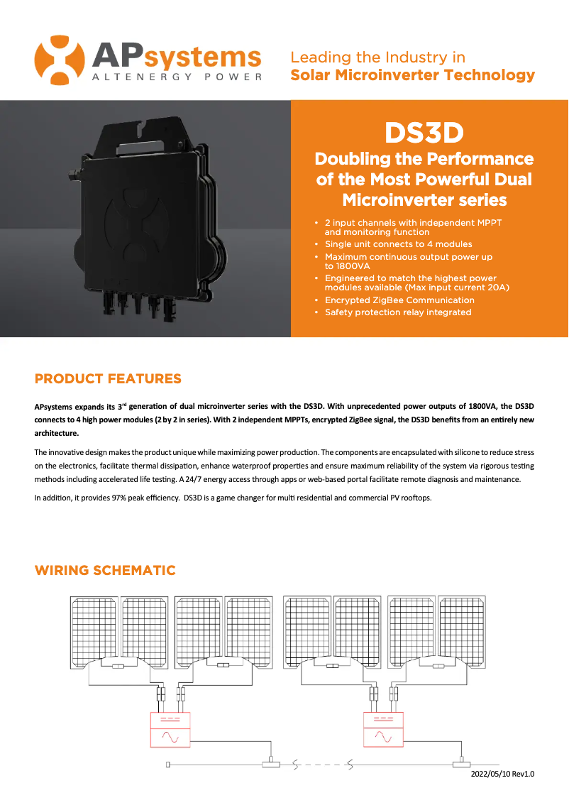 Página 1 del manual Ficha técnica APsystems DS3D
