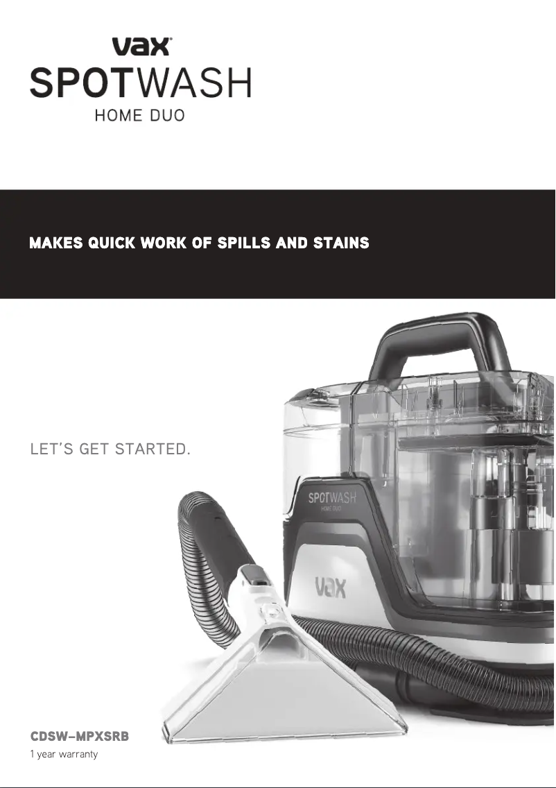 Imagen de la primera página del manual del dispositivo SpotWash CDSW-MPXSRB