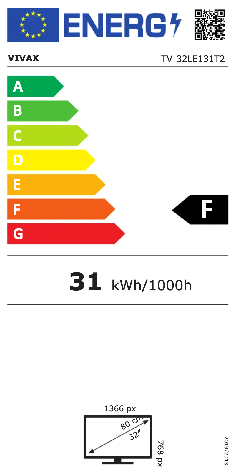 Página nº 1 - Etiqueta energética Vivax TV-32LE131T2
