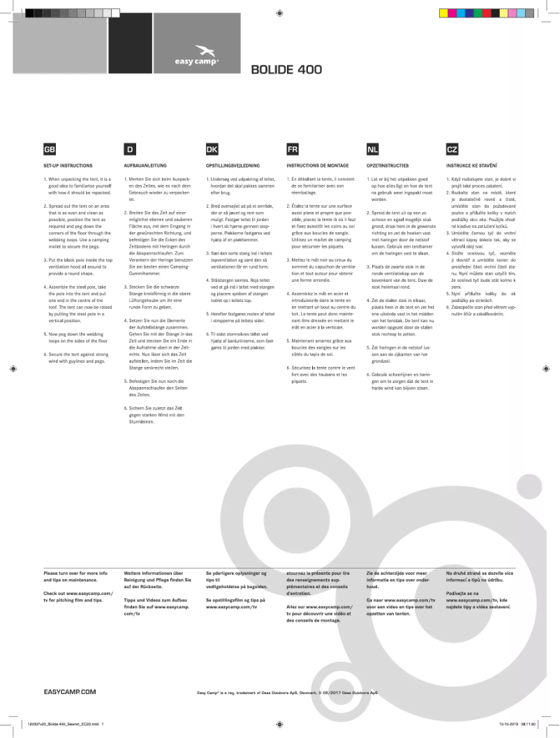 Imagen de la primera página del manual del dispositivo Bolide 400