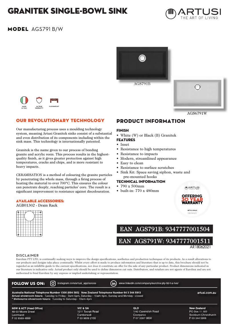 Imagen de la primera página del manual del dispositivo AGS791W