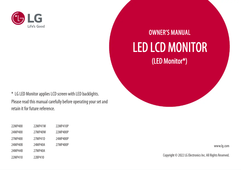 Página 1 del manual Manual de usuario LG 27MP400P