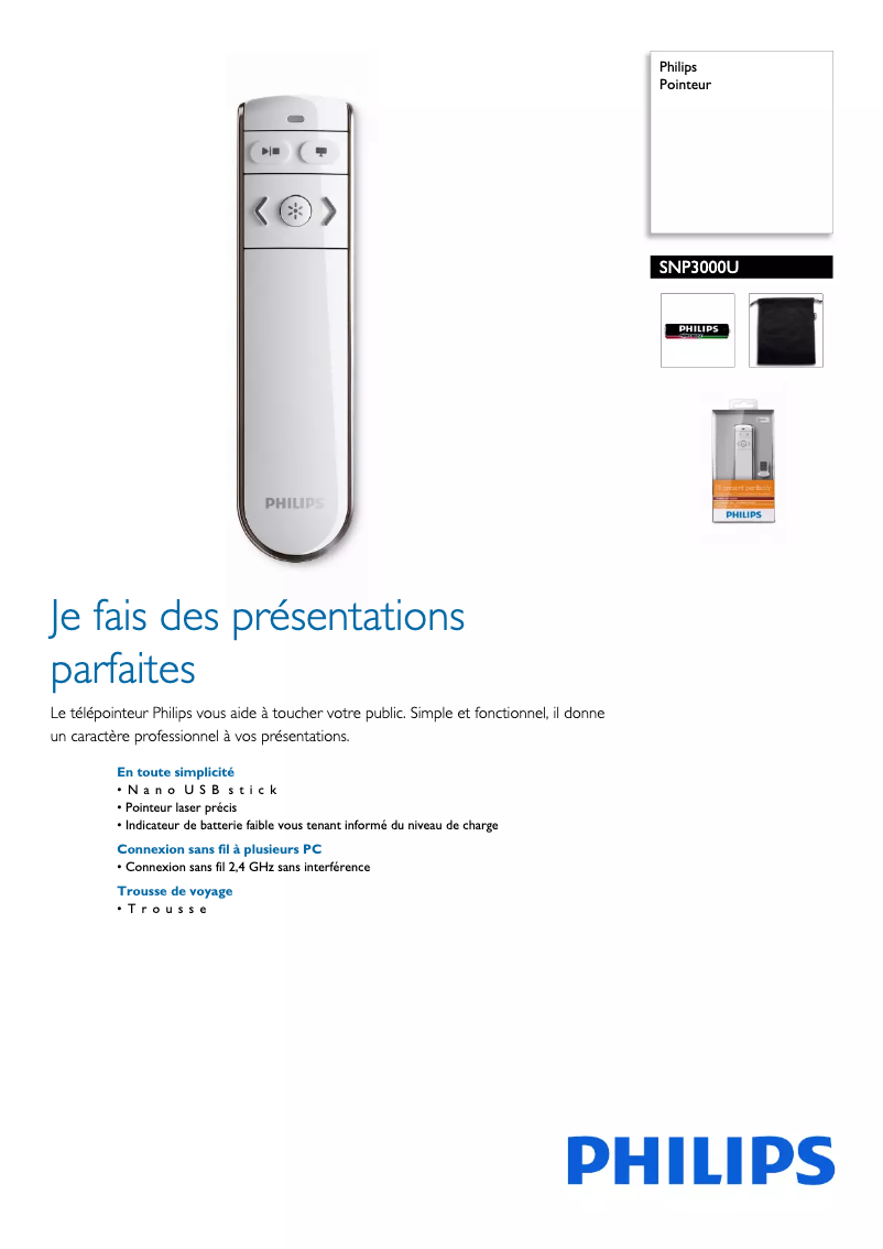 Página 1 del manual Ficha técnica Philips SNP3000U