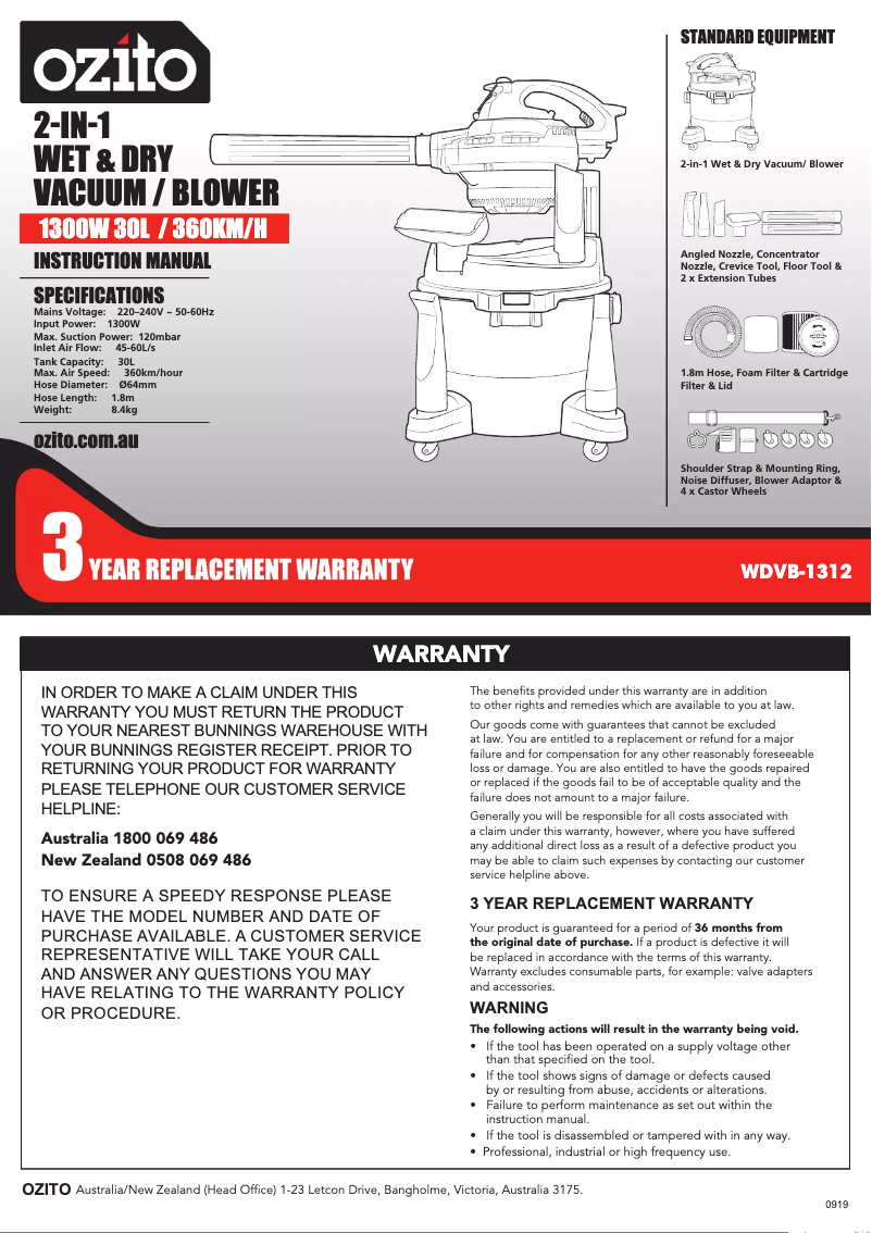 Imagen de la primera página del manual del dispositivo WDVB-1312