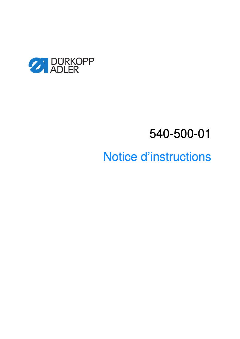 Página 1 del manual Manual de usuario Dürkopp Adler 540