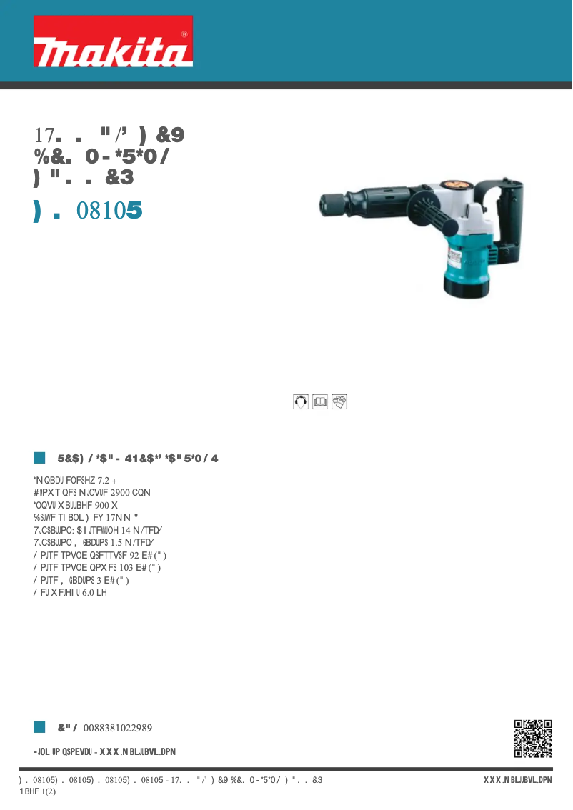 Página 1 del manual Ficha técnica Makita HM0810T