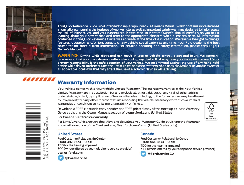 Página 1 del manual Guía de inicio rápido Ford F-550 (2024)