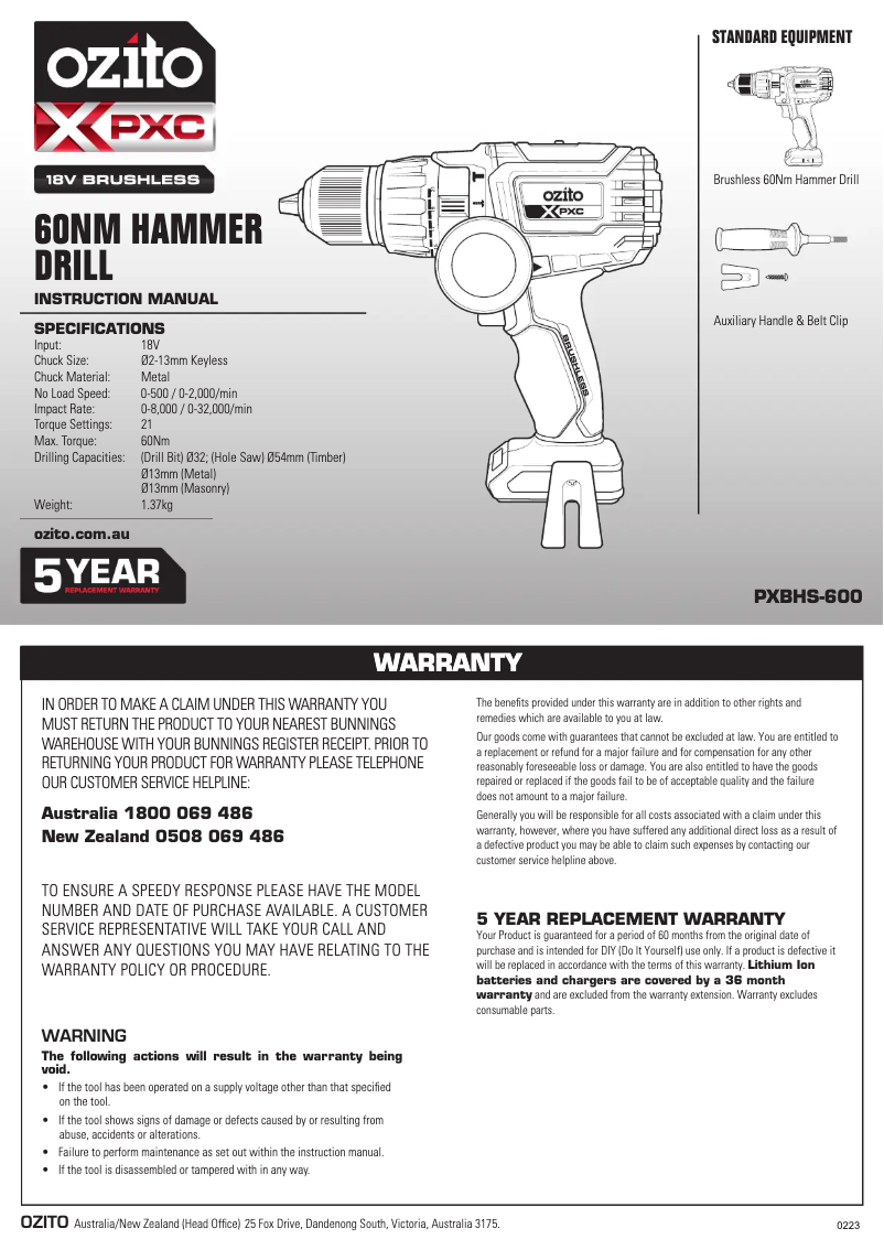 Imagen de la primera página del manual del dispositivo PXBHS-600