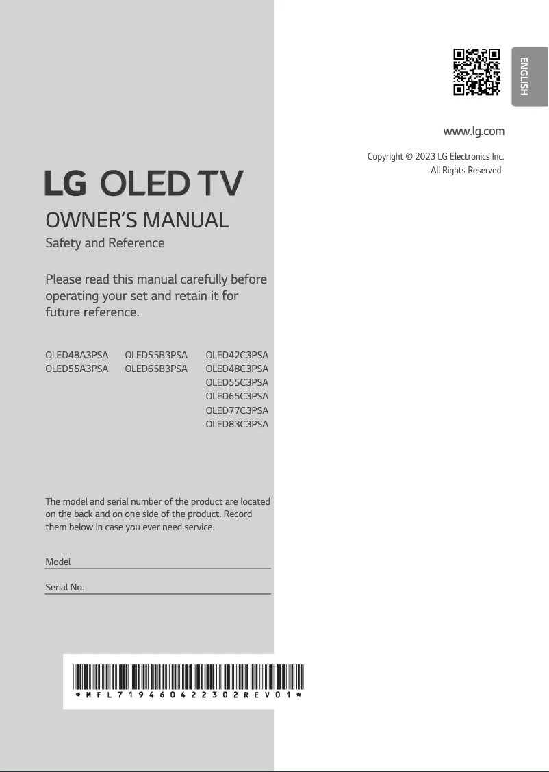 Página 1 del manual Manual de usuario LG OLED65C3PSA