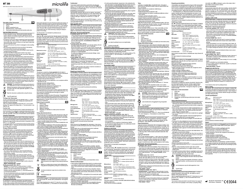 Imagen de la primera página del manual del dispositivo MT 300