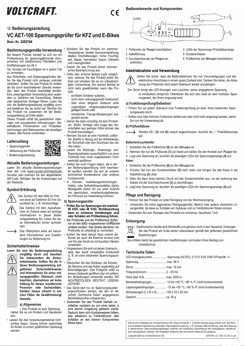 Imagen de la primera página del manual del dispositivo VC AET-100