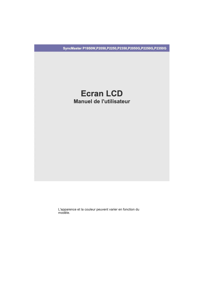 Imagen de la primera página del manual del dispositivo SyncMaster P2050