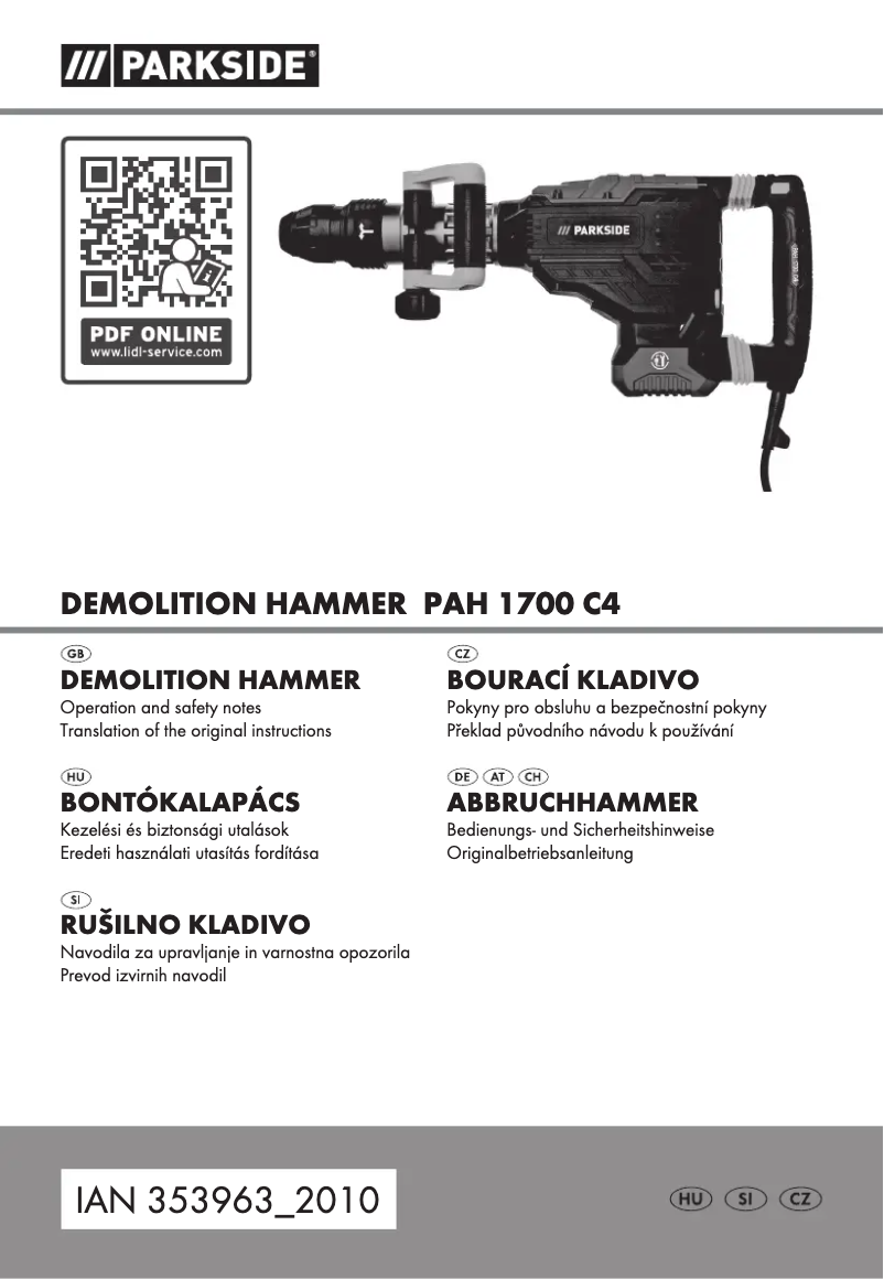 Imagen de la primera página del manual del dispositivo PAH 1700 C4