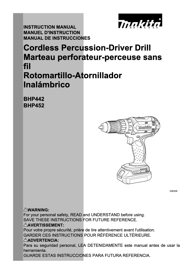 Imagen de la primera página del manual del dispositivo BHP452