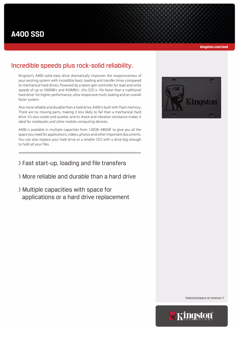 Imagen de la primera página del manual del dispositivo A400 SSD