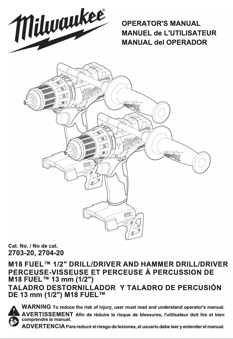 Imagen de la primera página del manual del dispositivo M18 Fuel 2704-20