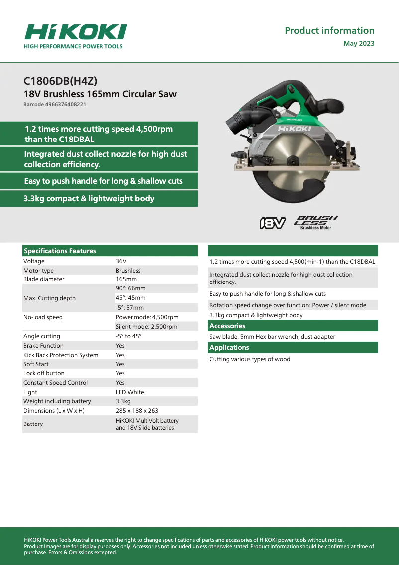 Imagen de la primera página del manual del dispositivo C1806DB