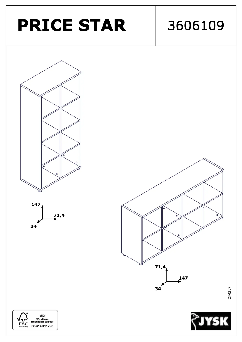 Página 1 del manual Manual de usuario JYSK Haldager (72x147x34)