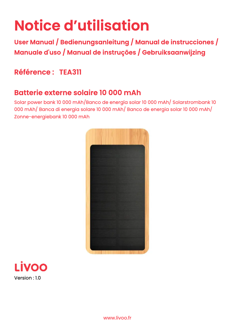 Imagen de la primera página del manual del dispositivo TEA311