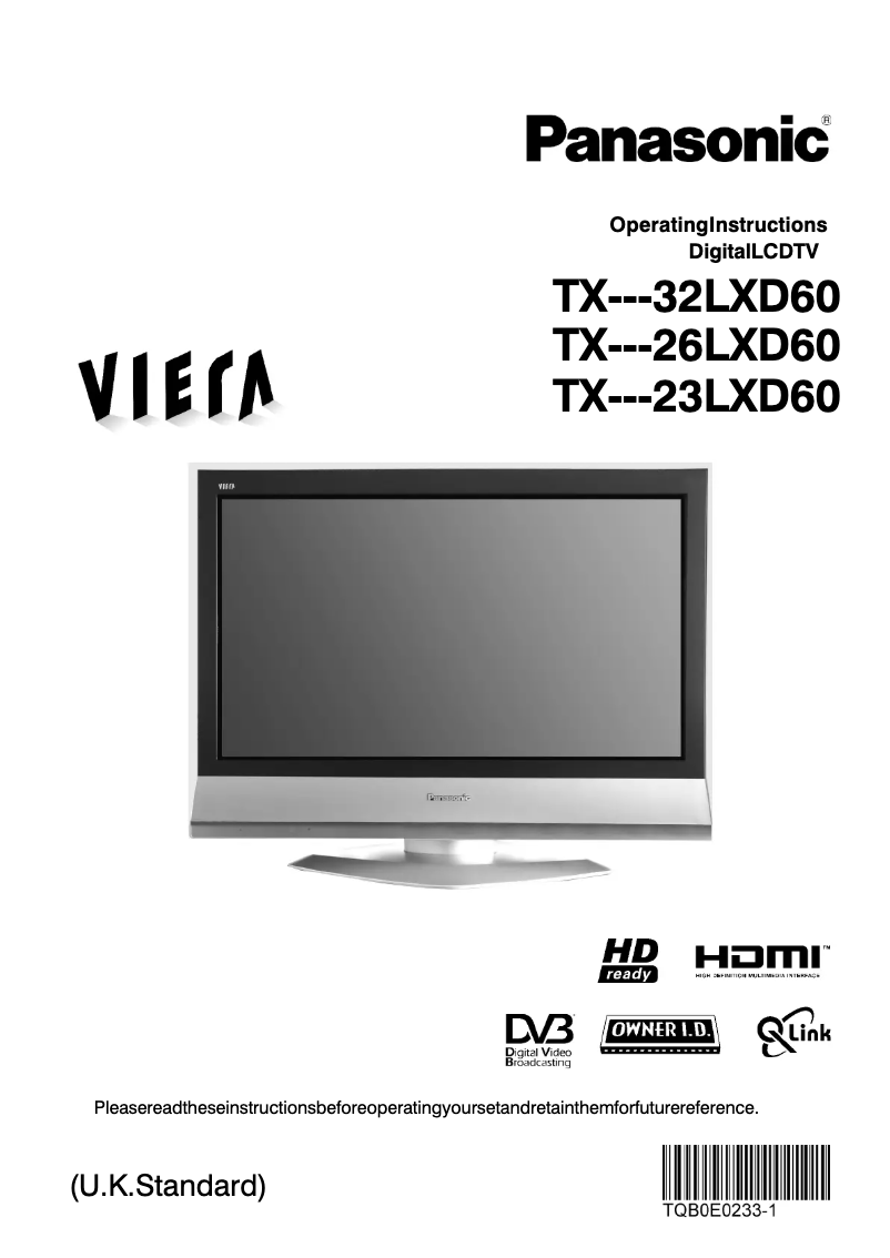Página 1 del manual Manual de usuario Panasonic Viera TX-32LXD60