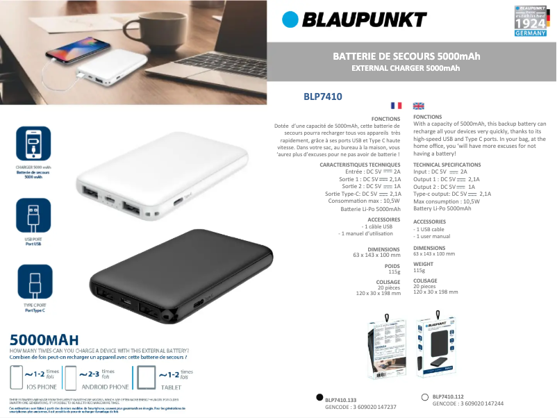 Página 1 del manual Manual de usuario Blaupunkt BLP7410