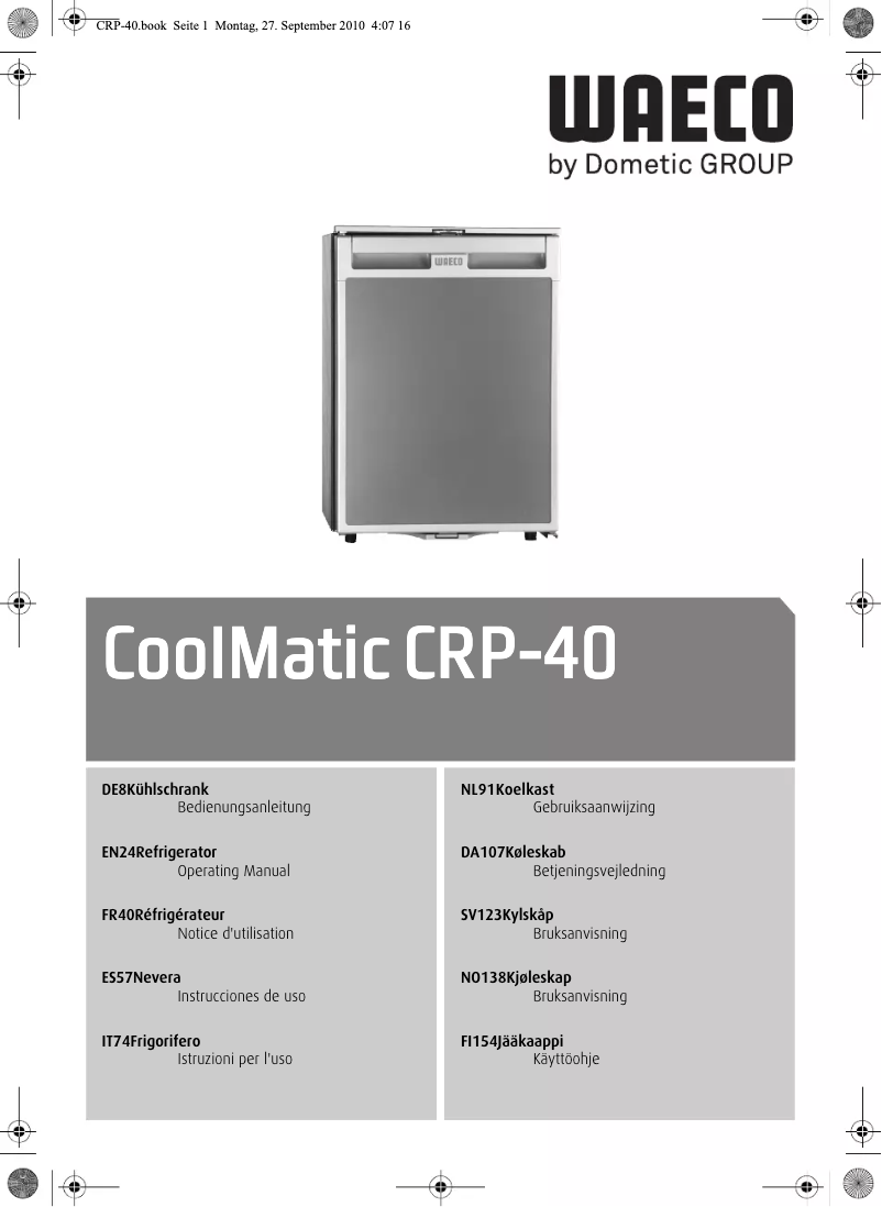 Imagen de la primera página del manual del dispositivo CoolMatic CRP 40
