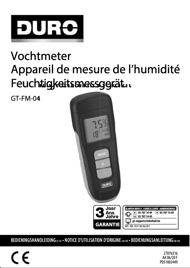 Imagen de la primera página del manual del dispositivo GT-FM-04