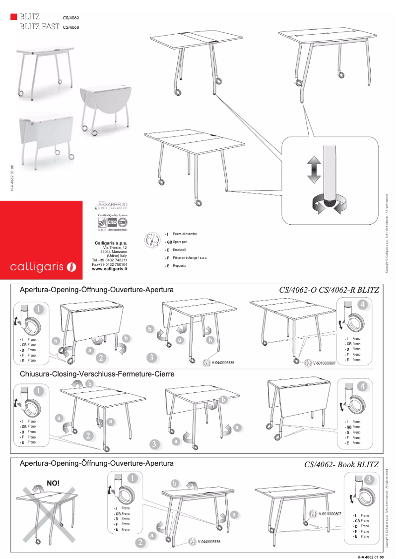 Página nº 1 - Manual de usuario Calligaris .com BLITZ