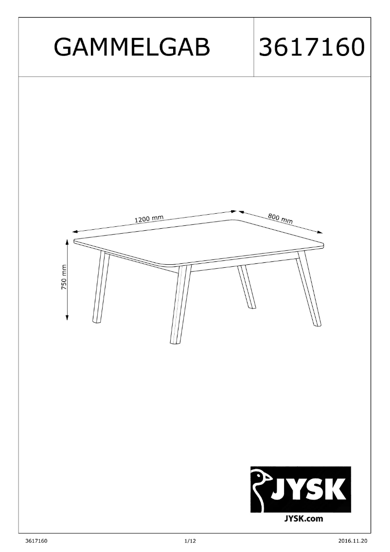 Imagen de la primera página del manual del dispositivo Gammelgab (80x120x75)