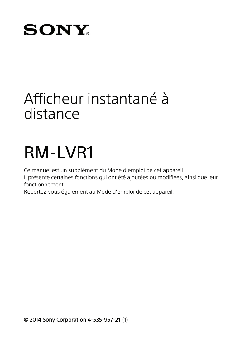 Imagen de la primera página del manual del dispositivo RM-LVR1