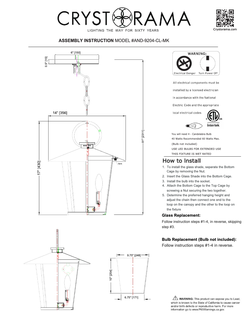 Imagen de la primera página del manual del dispositivo Andover AND-9204-CL-MK