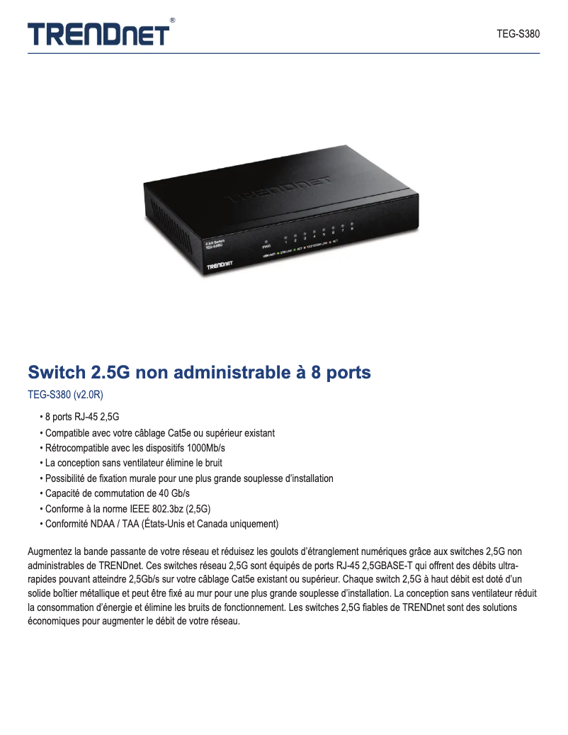 Imagen de la primera página del manual del dispositivo TEG-S380