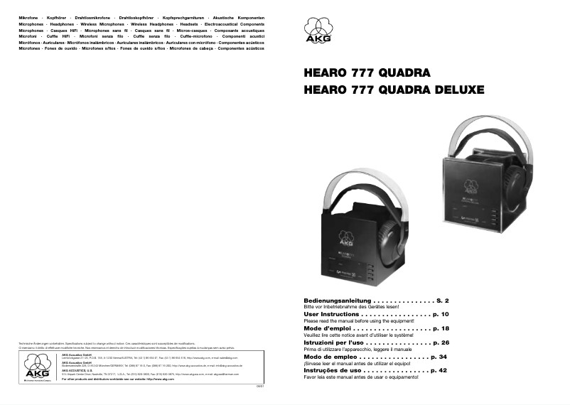 Imagen de la primera página del manual del dispositivo Hearo 777 Quadra