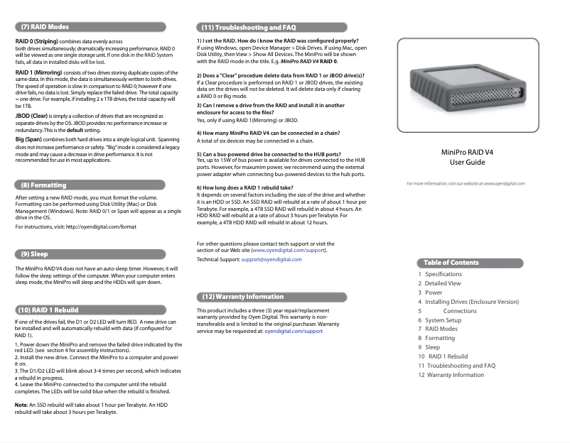 Página 1 del manual Manual de usuario Oyen Digital MiniPro RAID V4