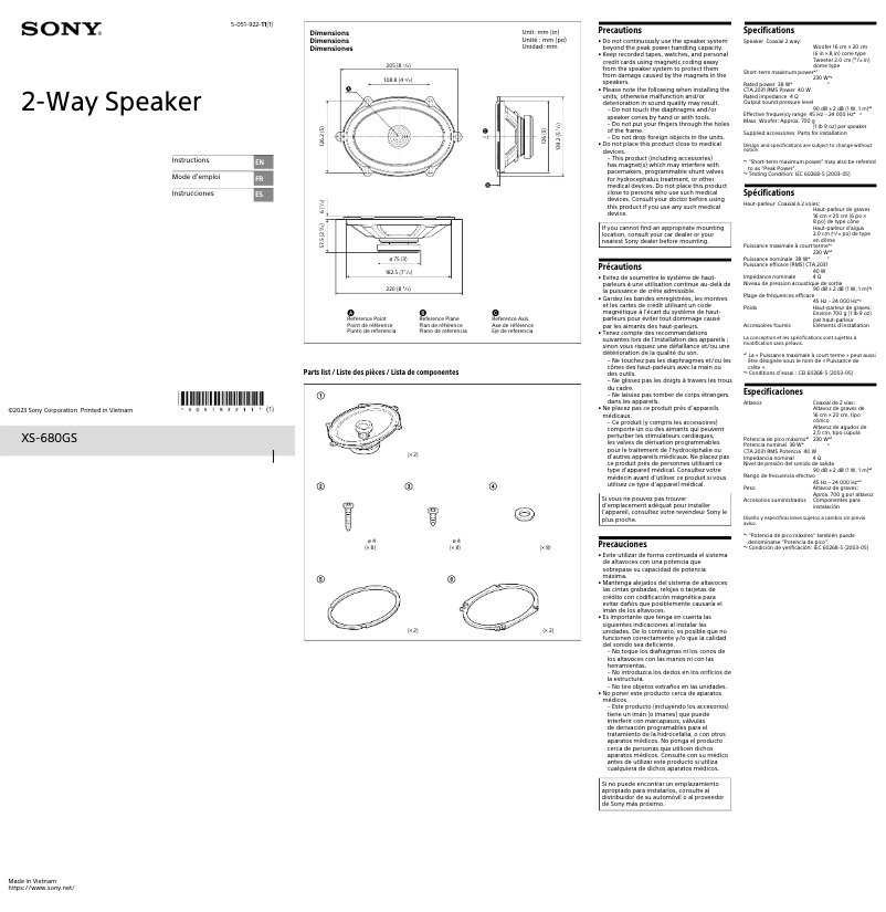 Imagen de la primera página del manual del dispositivo XS-680GS