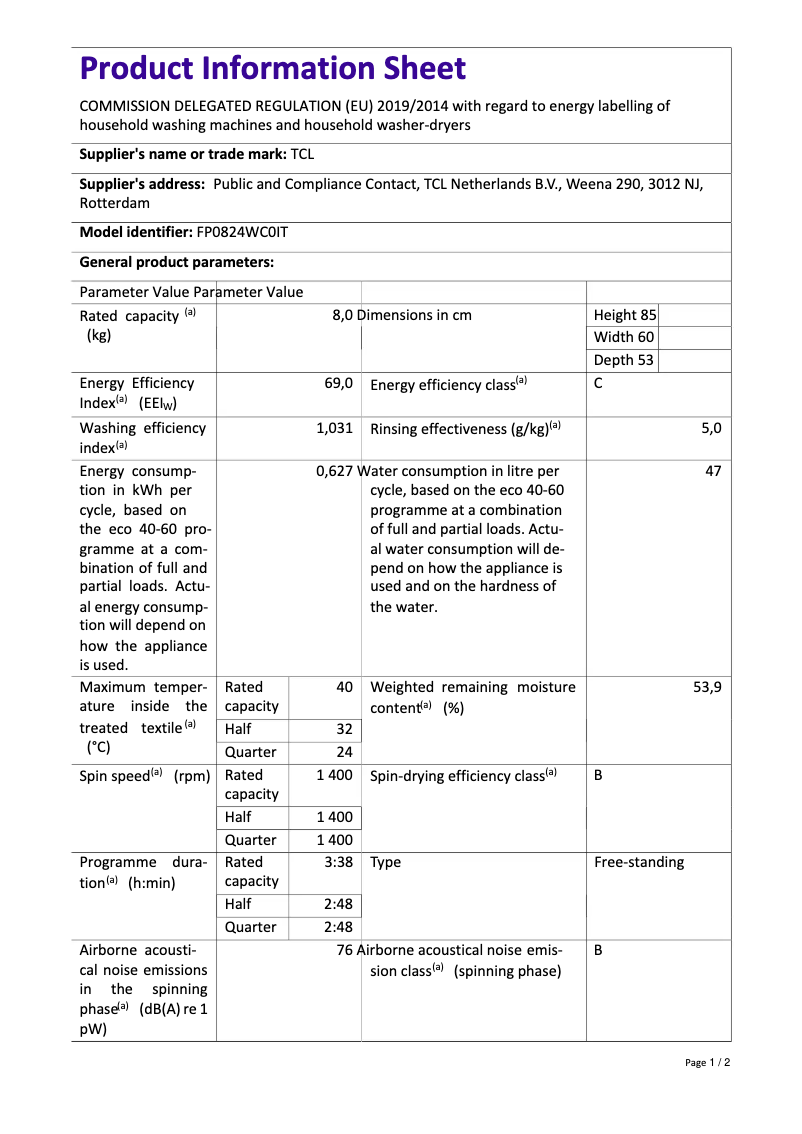 Imagen de la primera página del manual del dispositivo FP0824WC0