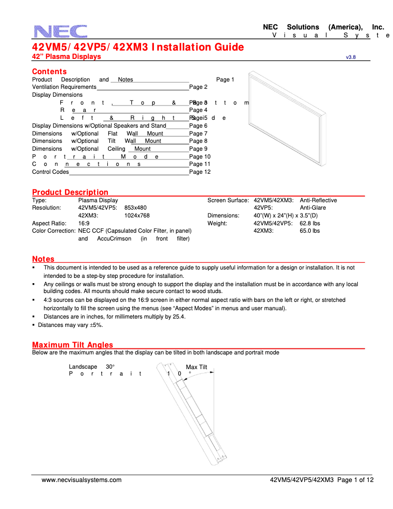 Imagen de la primera página del manual del dispositivo PlasmaSync 42VM542VP5