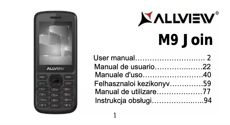 Página 1 del manual Manual de usuario Allview M9 Join